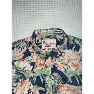 Chubbies Button Down Shirt Mens Medium Navy Blue Tropical Floral Short Sleeve